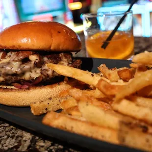 Bourbon Mushroom Swiss Smash Burger