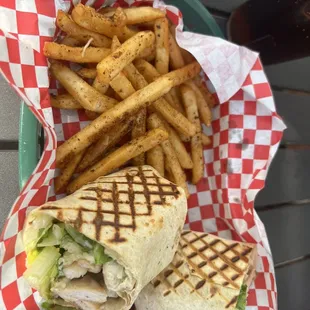 Caesar wrap and fries