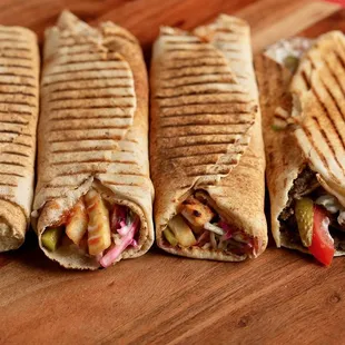 three different types of wraps