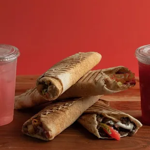 a sandwich and a drink