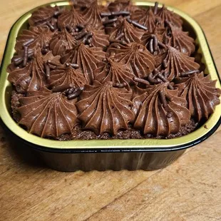 a chocolate frosted dessert