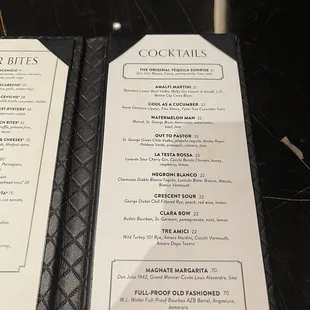 Cocktail menu