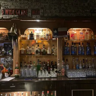 a bar filled with liquor