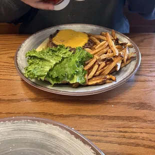 Burger with Fries & Pickle Spear