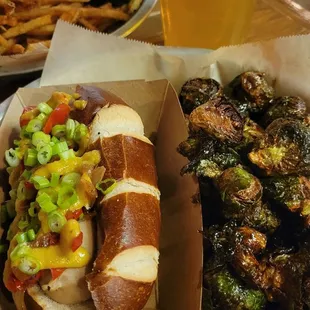 Sausage special for the day and Brussel Sprouts