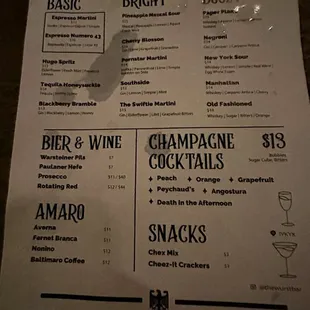 menu