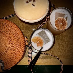 Espresso martini, mezcal, spicy margarita