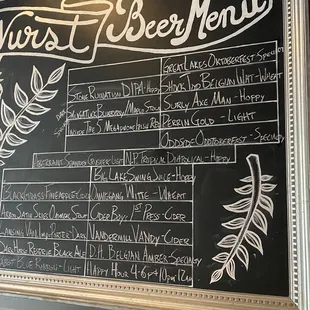 a menu on a blackboard
