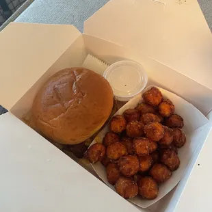 Mr Mr. Peanut Burger with Sweet Tots