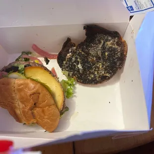 Burned burger bun