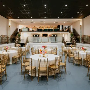 Love is blooming during this stunning reception setup.