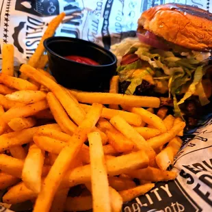Cheeseburger with bacon and fries!