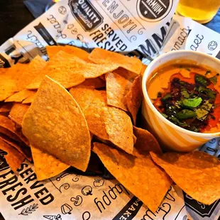 Chips and Queso with Chorizo!