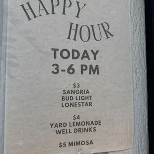 Happy hour specials
