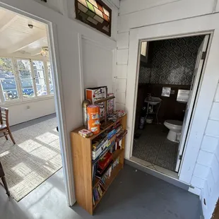 Restroom and board games/books