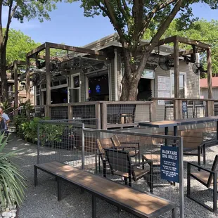 Outdoor area looking toward bar area.