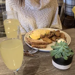 Seasonal omelette and mimosas.