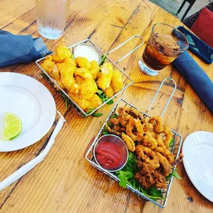 Cheese curds and Calamri