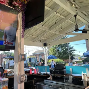 a bar with a flat screen tv