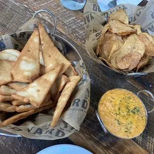 Buffalo Chix. Dip with Pitas and GF Chips ... (Dip is also Gluten-Free) ...