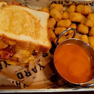 &quot;Pierogis, an at&quot; grilled cheese, tomato soup, and tots.