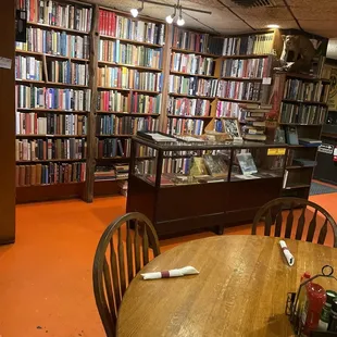 All books are for sale. Dining room