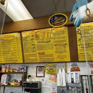 the menu of a fast food restaurant