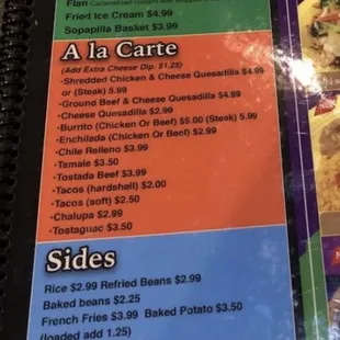 menu