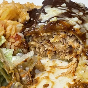 Inside the chicken enchilada mole