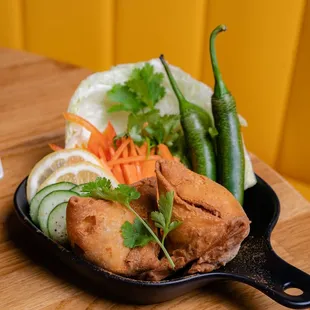 Savory samosa - fried pastry with house-made savory filling