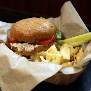 Bristol Bay wild caught Alaskan Salmon sandwich