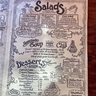 Salad menu.