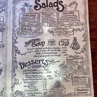 Salad, soup desserts