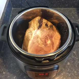 One of our 5 lb smoked hams in a instant pot, oh the sweet aroma!