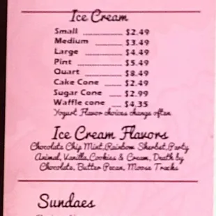 menu