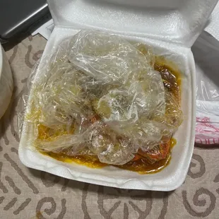 a plastic container of food