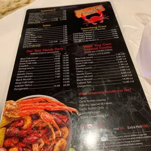 The menu