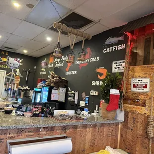 the interior of a seafood restaurant
