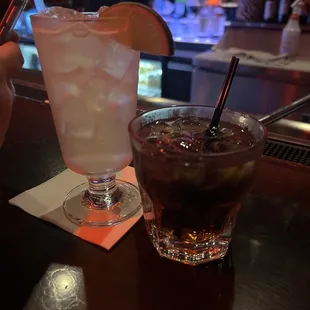 two drinks on the bar