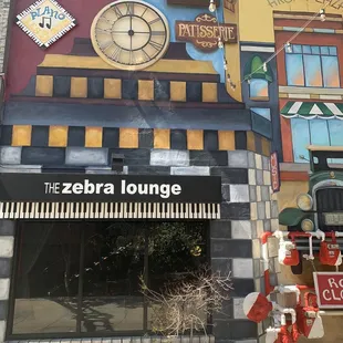 the zebra lounge on the corner of the building