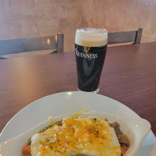 Celebrating St. Patrick&apos;s Day with delicious shepherds pie and a Guinness!