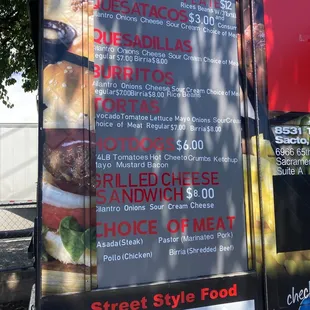 New updated menu
