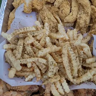 Catering available featuring our fresh fried fish and chicken with Thea's signature seasonings and breading.