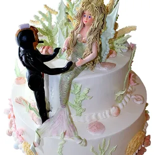 a bride and groom on a wedding cake