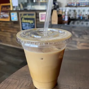 White chocolate pistachio rose iced latte with oat milk - very smooth and good sweetness!