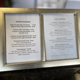 Sandwich Menu
