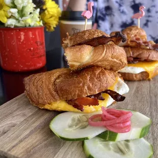 Croissant, bacon, egg and cheddar