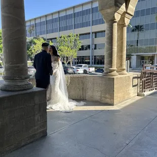 front of wedding chapel doors