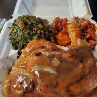 Baked chicken, collards &amp; the best yams you&apos;ll ever eat