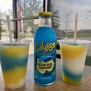 mixed daiquiris (pina colada, blue raspberry and mango)